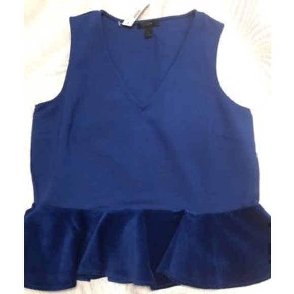 NWT!! J.Crew Blue Velvet Bottom Peplum Top - Picture 5 of 7